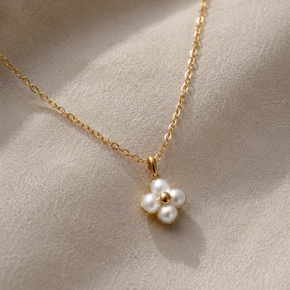 LOUIS VUITTON WHITE FLORAL DAINTY CHARM NECKLACE