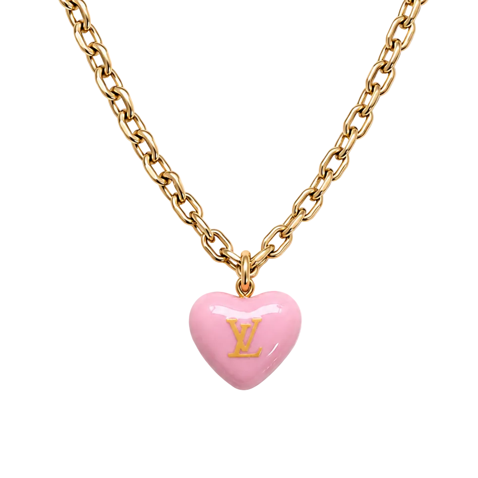LOUIS VUITTON PINK ACRYLIC HEART NECKLACE