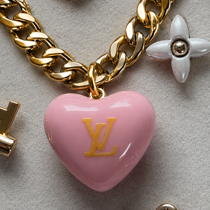 LOUIS VUITTON PINK ACRYLIC HEART NECKLACE