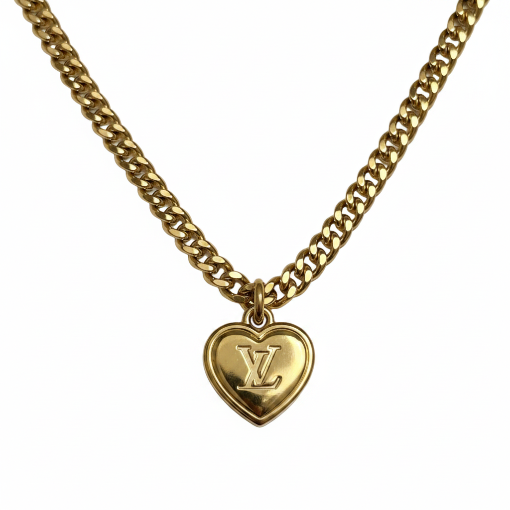 LOUIS VUITTON HEART LOGO CHUNKY NECKLACE