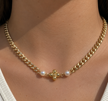 LOUIS VUITTON PEARL LOGO CUBAN NECKLACE