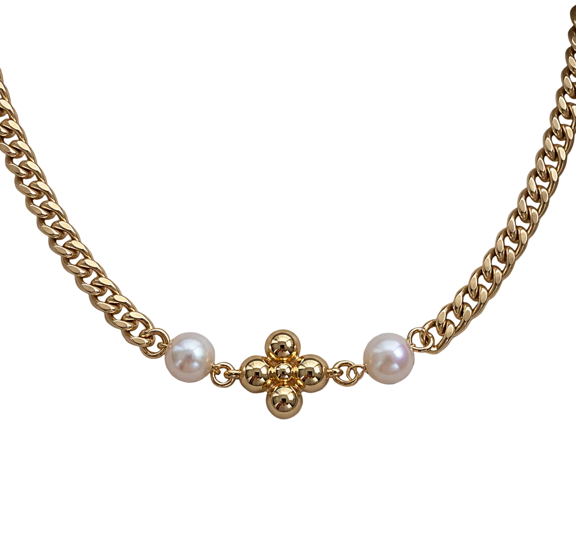 LOUIS VUITTON PEARL LOGO CUBAN NECKLACE