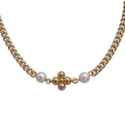 LOUIS VUITTON PEARL LOGO CUBAN NECKLACE