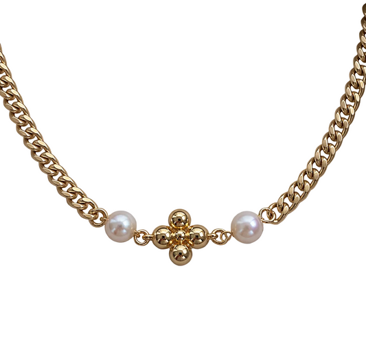 LOUIS VUITTON PEARL LOGO CUBAN NECKLACE