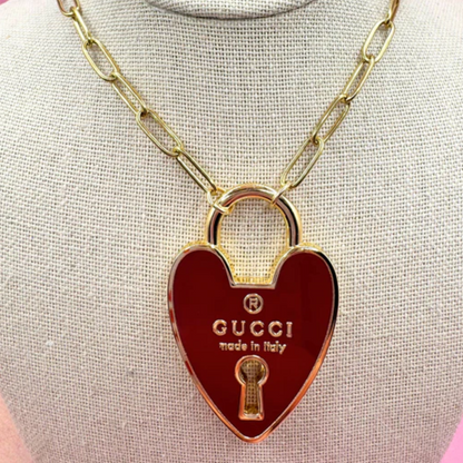 GUCCI HEART PADLOCK RED NECKLACE