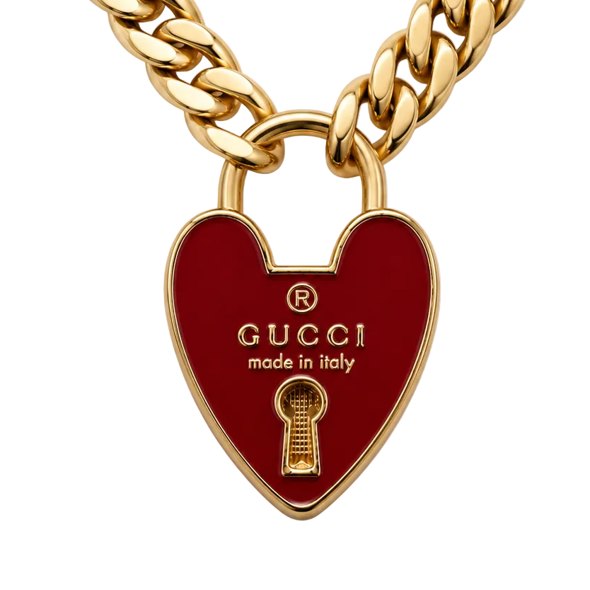 GUCCI HEART PADLOCK RED NECKLACE