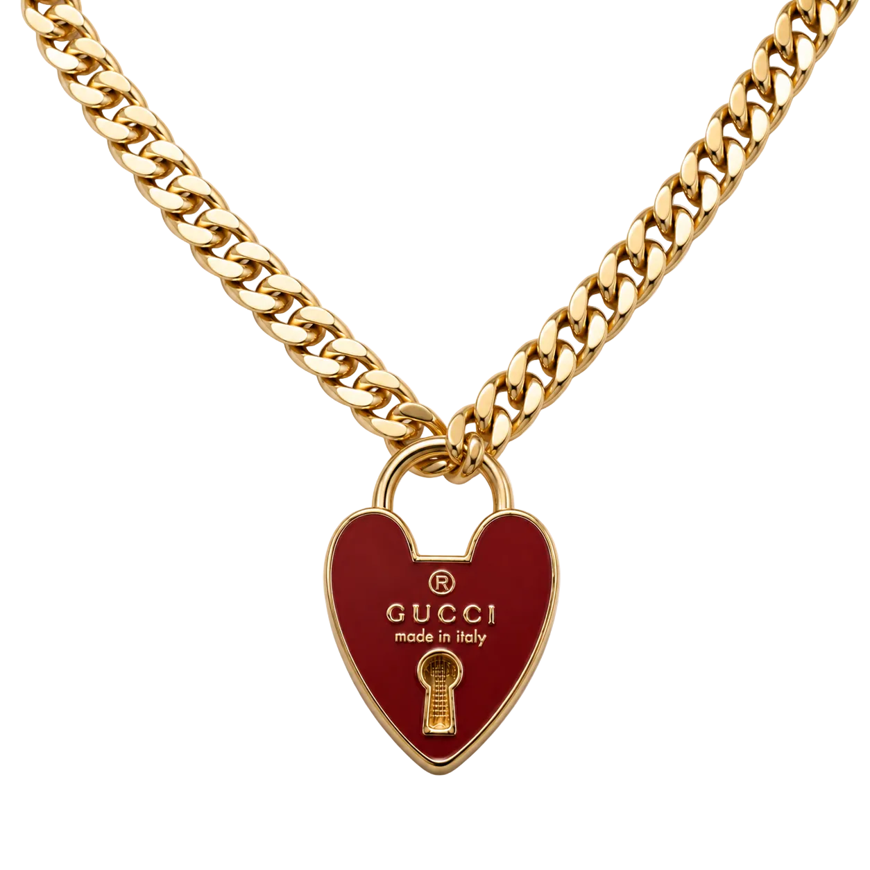 GUCCI HEART PADLOCK RED NECKLACE