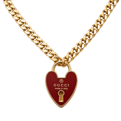 GUCCI HEART PADLOCK RED NECKLACE