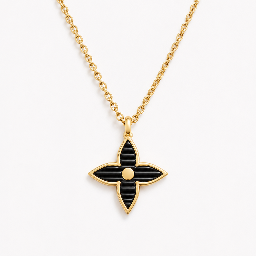 LOUIS VUITTON BLACK STAR CHARM NECKLACE
