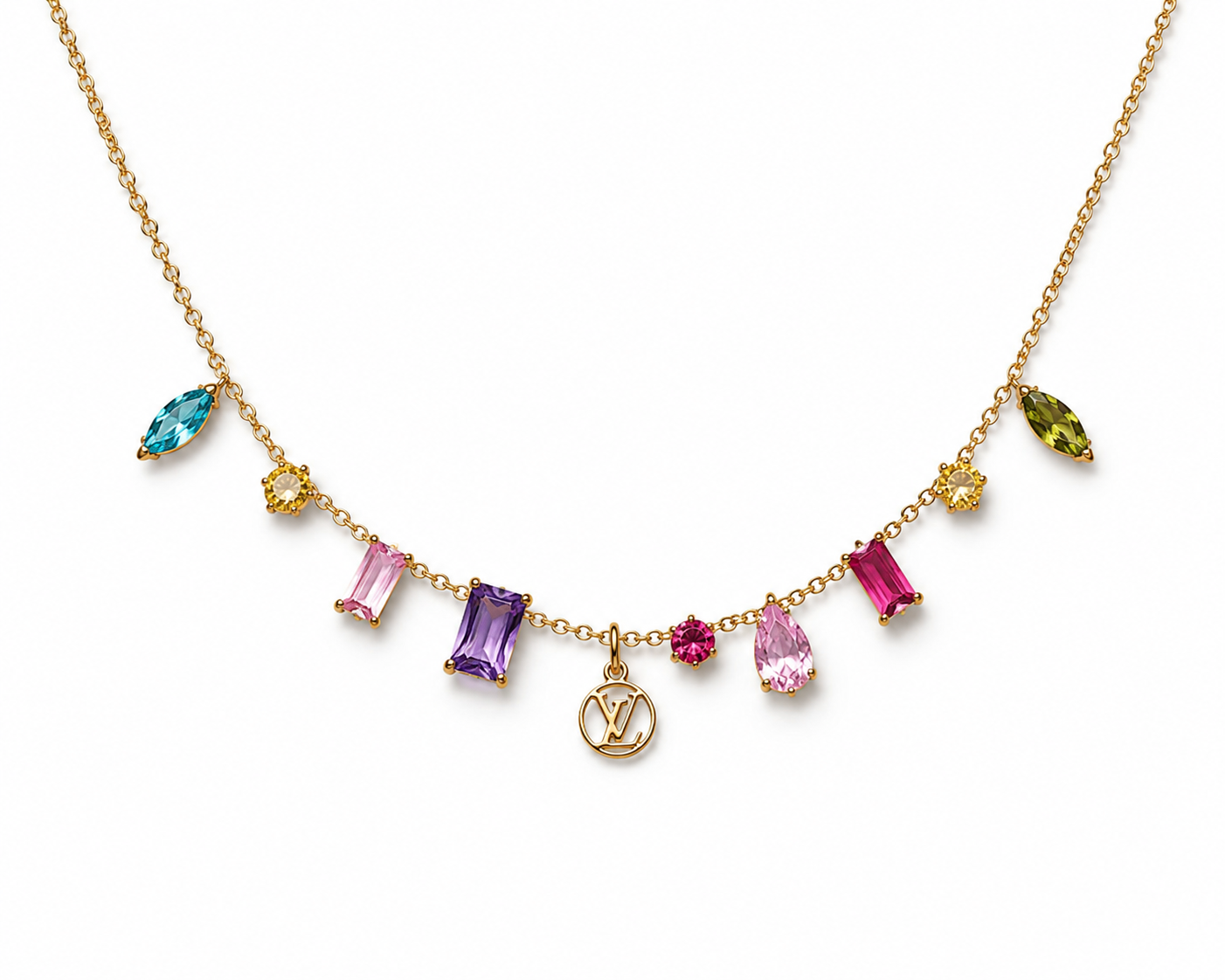 LOUIS VUITTON MINI LOGO CUBIC ZIRCONIA NECKLACE (PRE-ORDER)