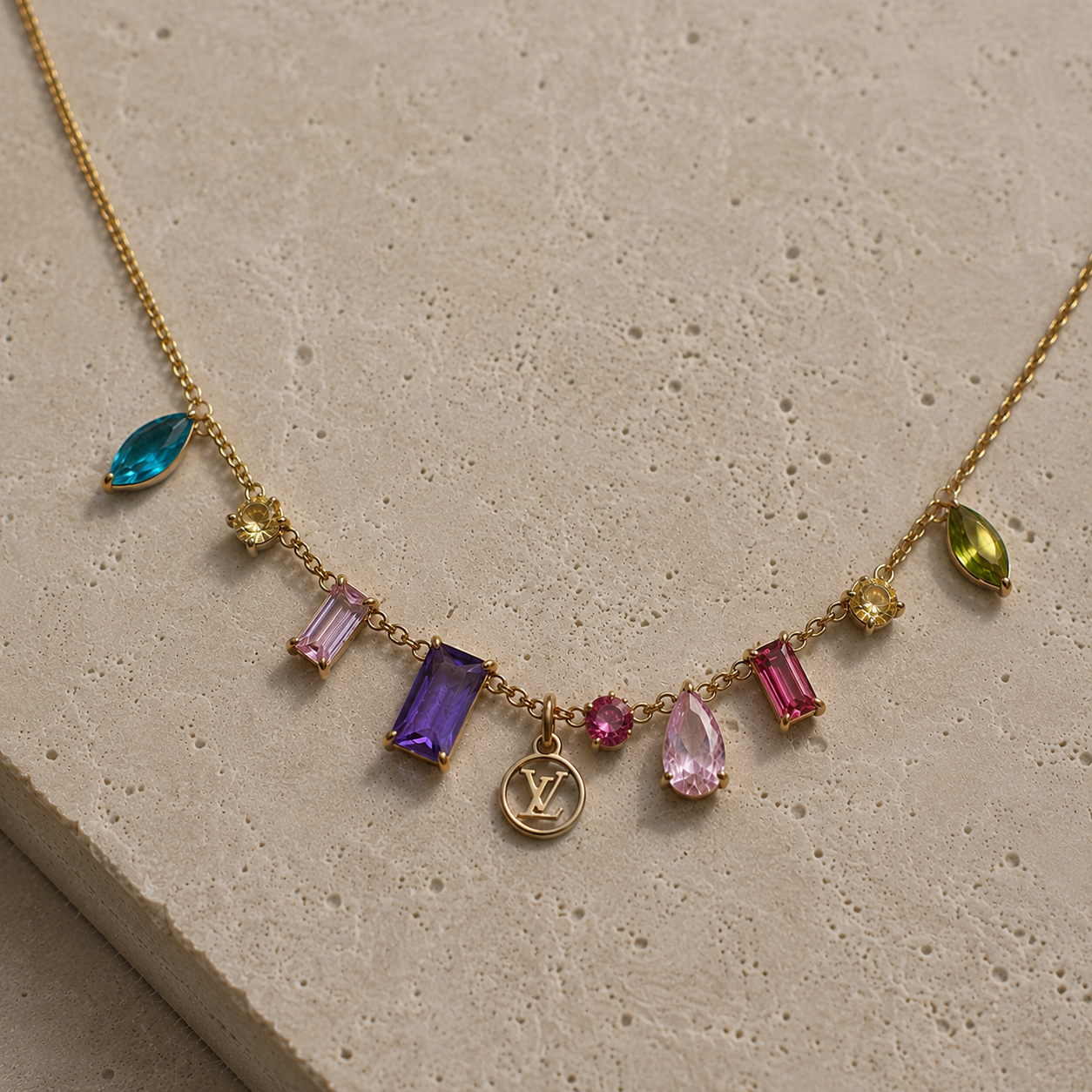 LOUIS VUITTON MINI LOGO CUBIC ZIRCONIA NECKLACE (PRE-ORDER)