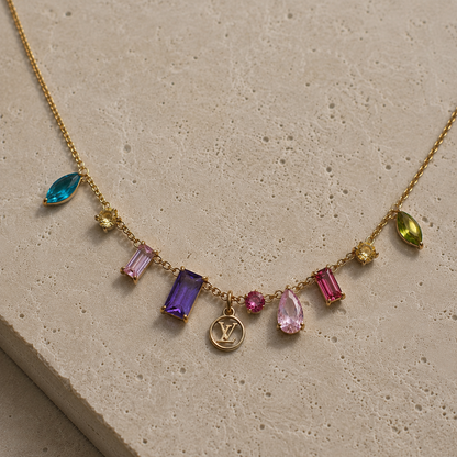 LOUIS VUITTON MINI LOGO CUBIC ZIRCONIA NECKLACE (PRE-ORDER)