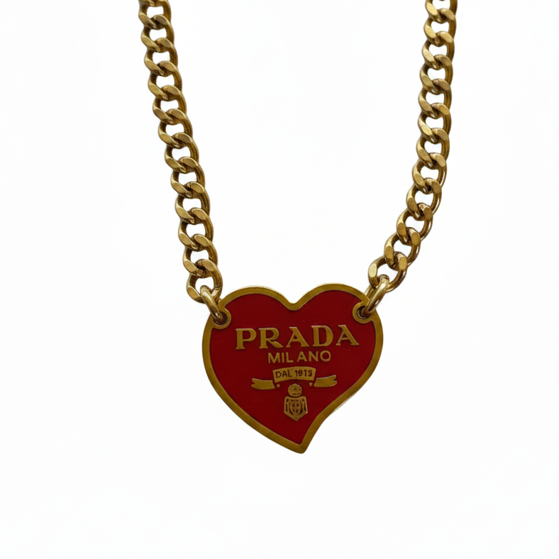 PRADA RED HEART NECKLACE