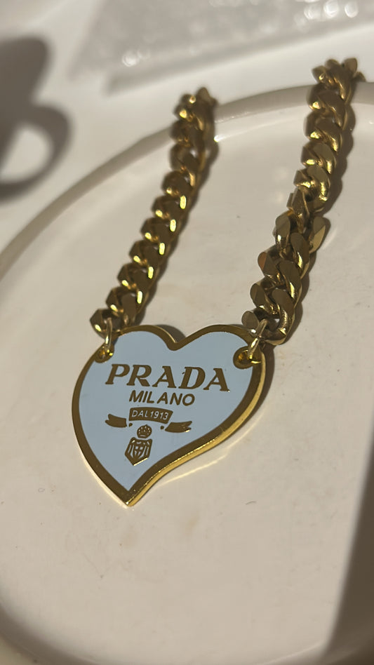 Prada red heart tag necklace Clearance