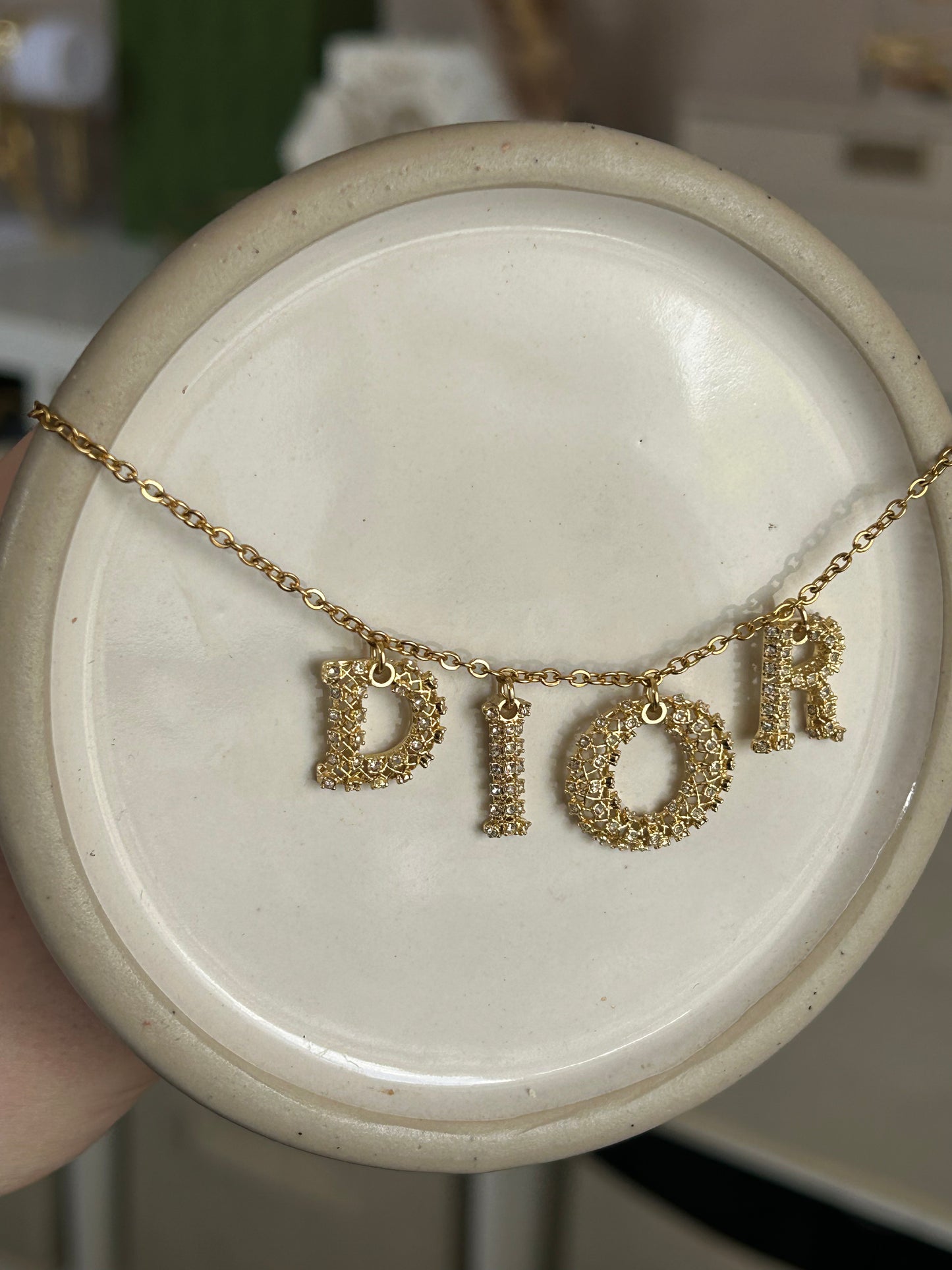 DIOR GOLD LARGE LETTER NECKLACE (super rare)