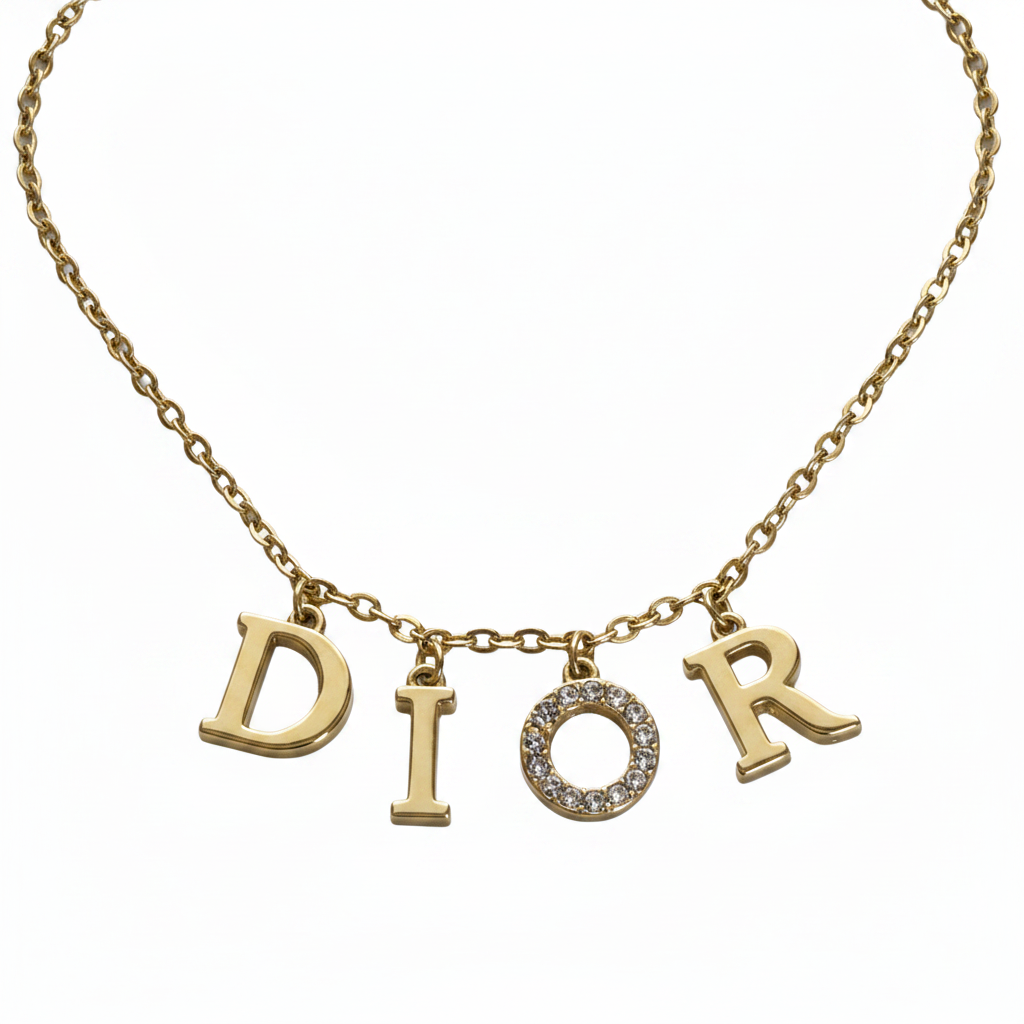 DIOR GOLD LETTER NECKLACE THIN CHAIN (pre-order)