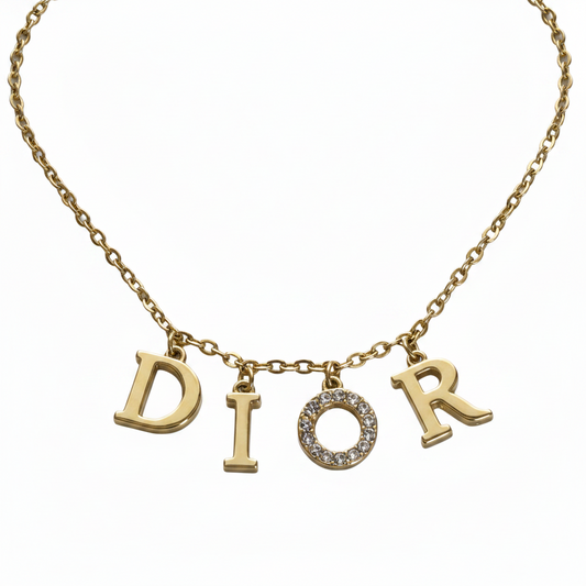 DIOR GOLD LETTER NECKLACE THIN CHAIN (pre-order)