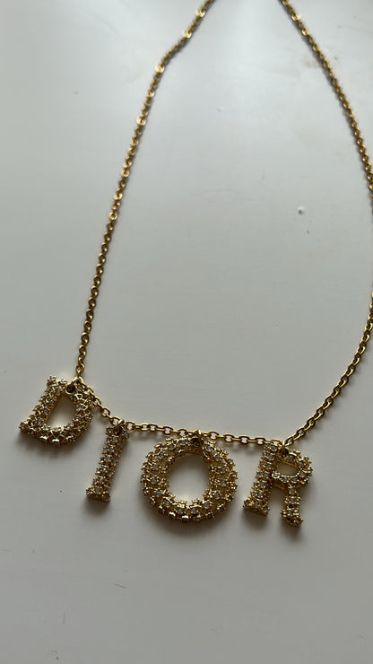 DIOR GOLD LARGE LETTER NECKLACE (super rare)