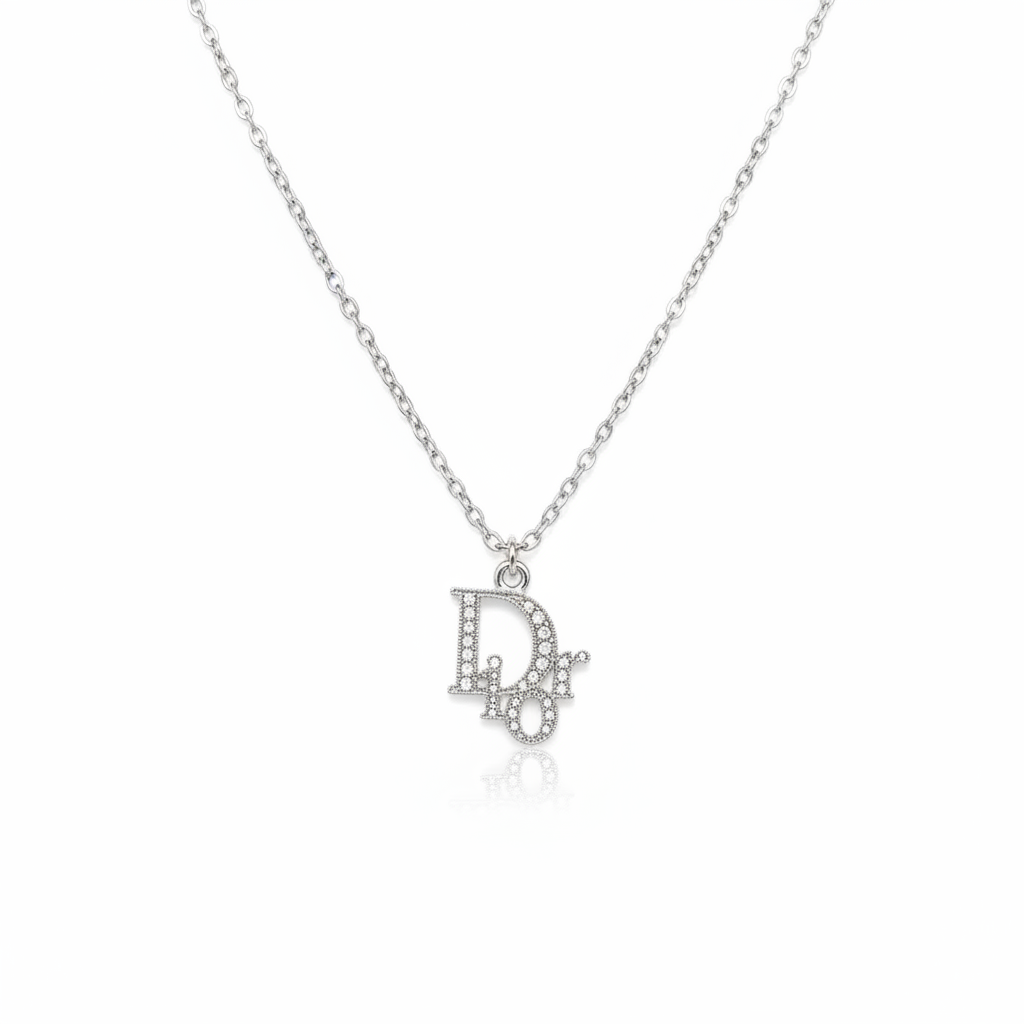 DIOR RHINESTONE OBLIQUE NECKLACE