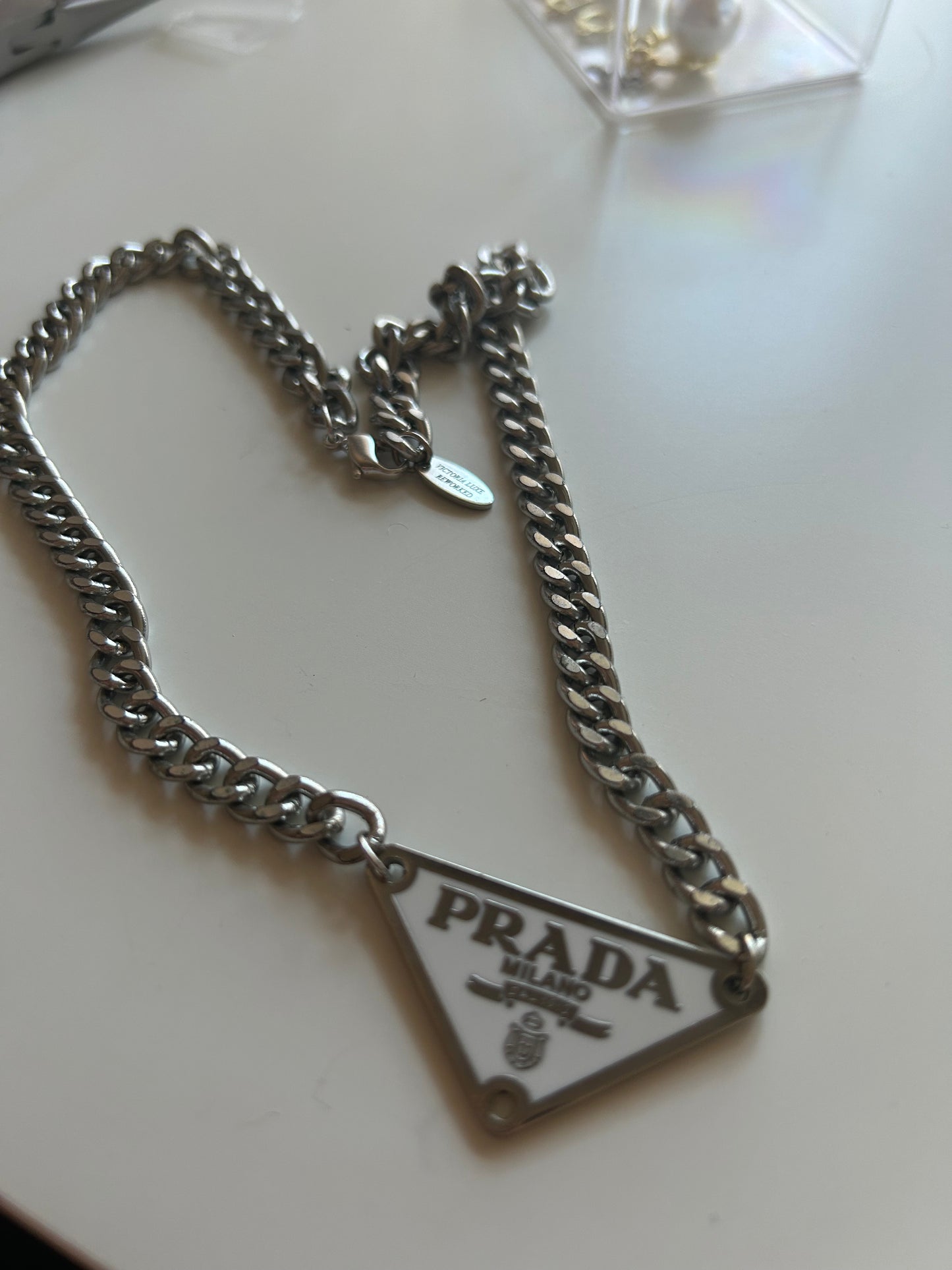 PRADA TAG NECKLACE (BLACK & WHITE)