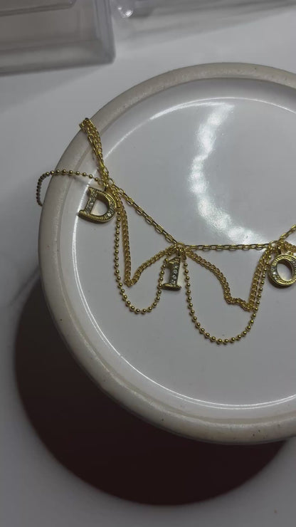 DIOR DIAMANTÈ DRAPE SPELLOUT NECKLACE (rare)