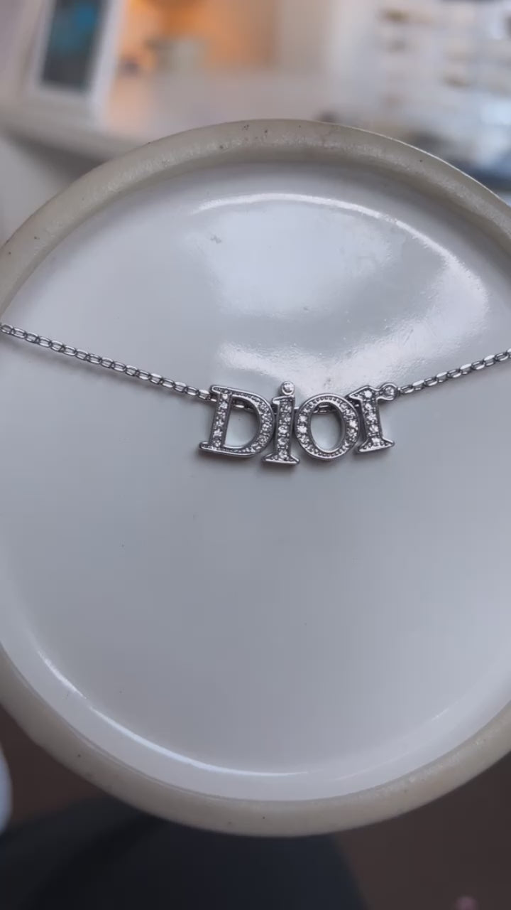 DIOR SILVER SPELLOUT NECKLACE – Victoria Luxe Reworked