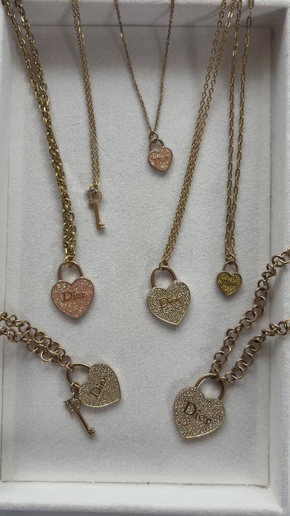 DIOR GALLIANO PEACH LARGE HEART NECKLACE (RARE)
