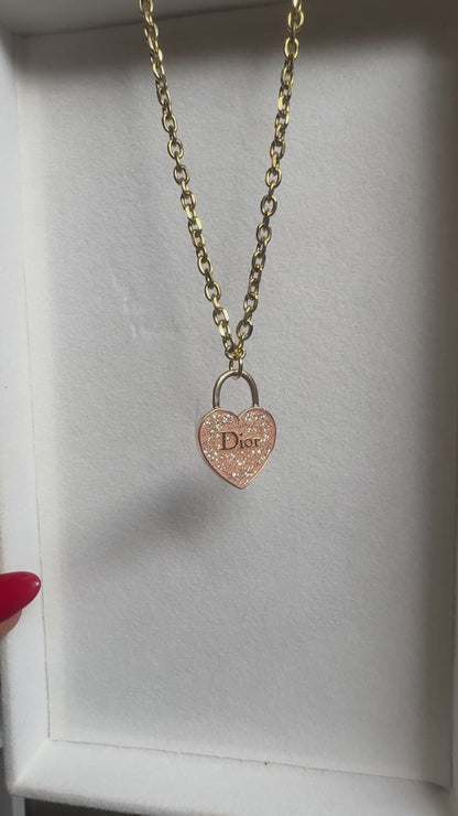 DIOR GALLIANO PEACH LARGE HEART NECKLACE (RARE)