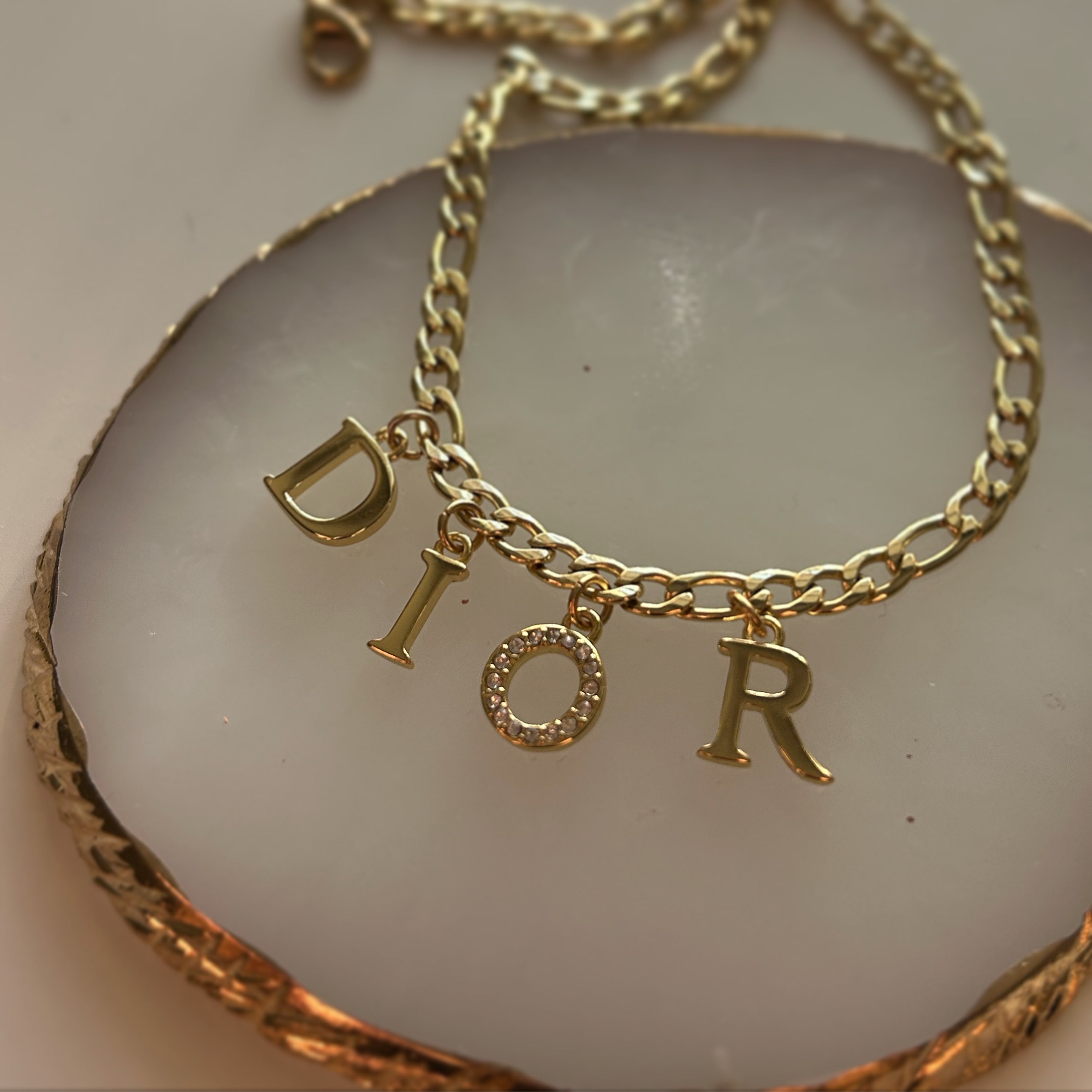 DIOR GOLD LETTER NECKLACE (pre-order) – Victoria Luxe Reworked
