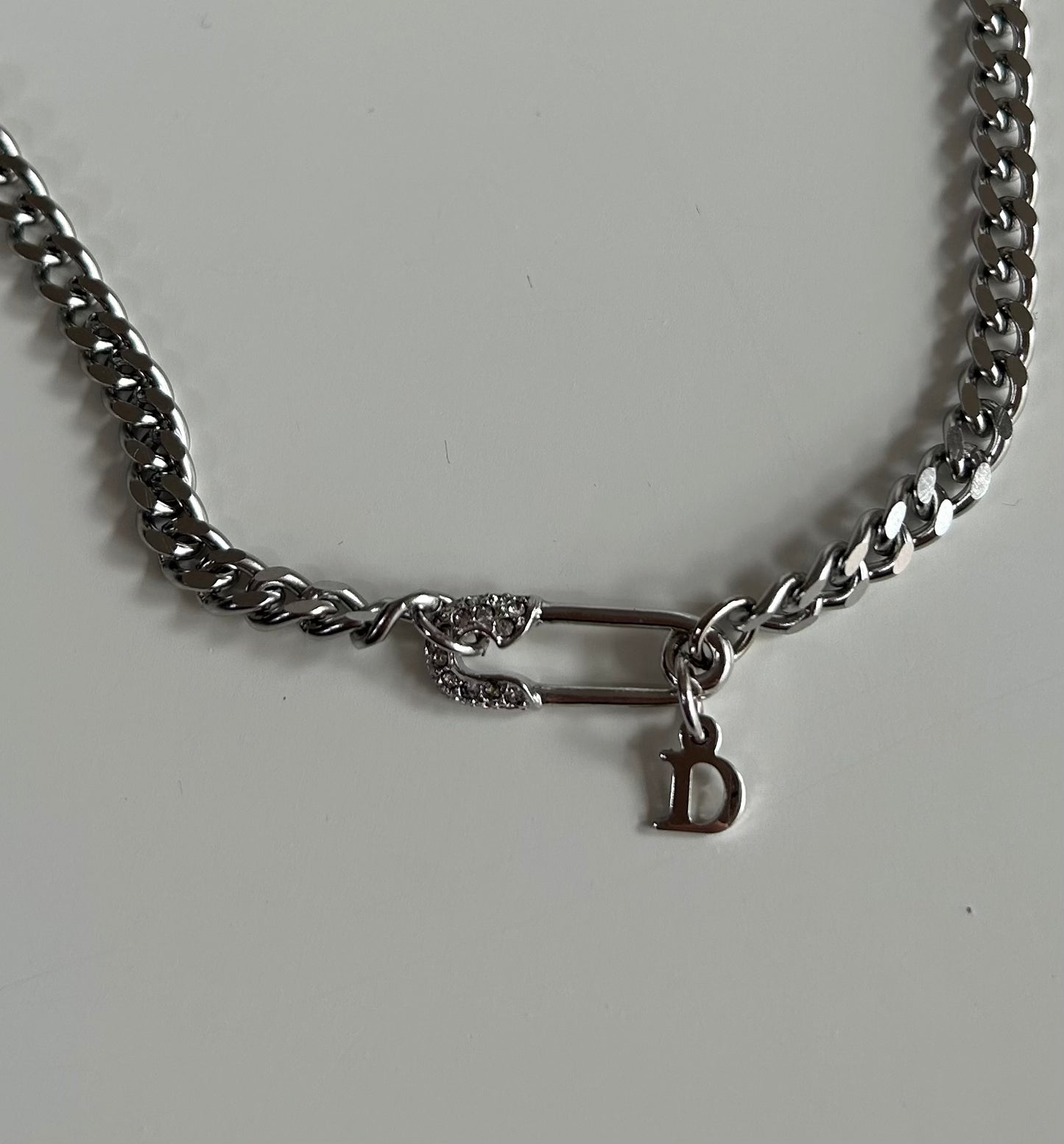 DIOR DIAMANTÈ SAFETY PIN NECKLACE