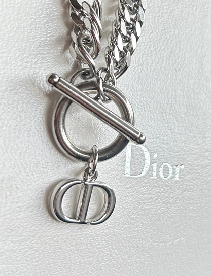 DIOR CD LOGO INITIAL CHUNKY CHAIN NECKLACE