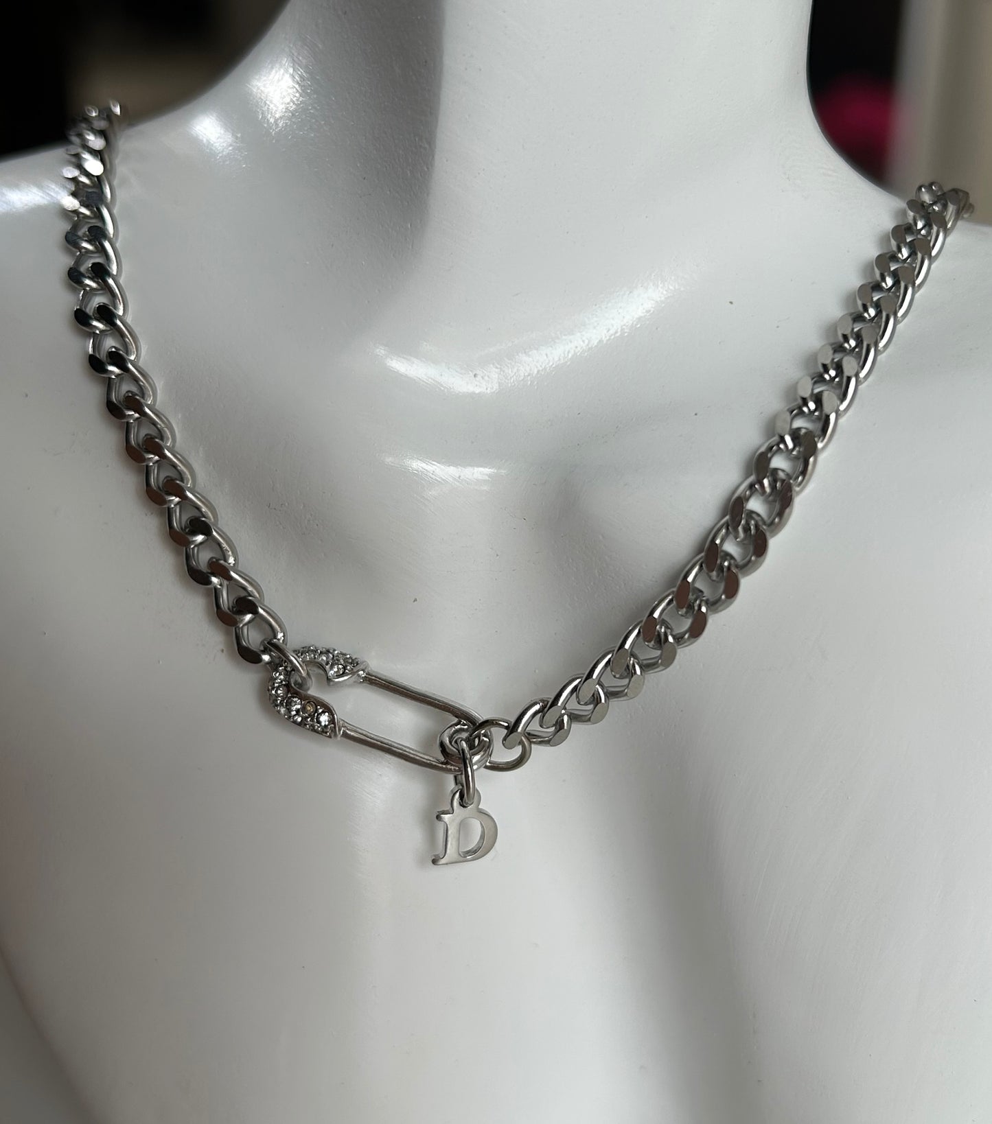 DIOR DIAMANTÈ SAFETY PIN NECKLACE