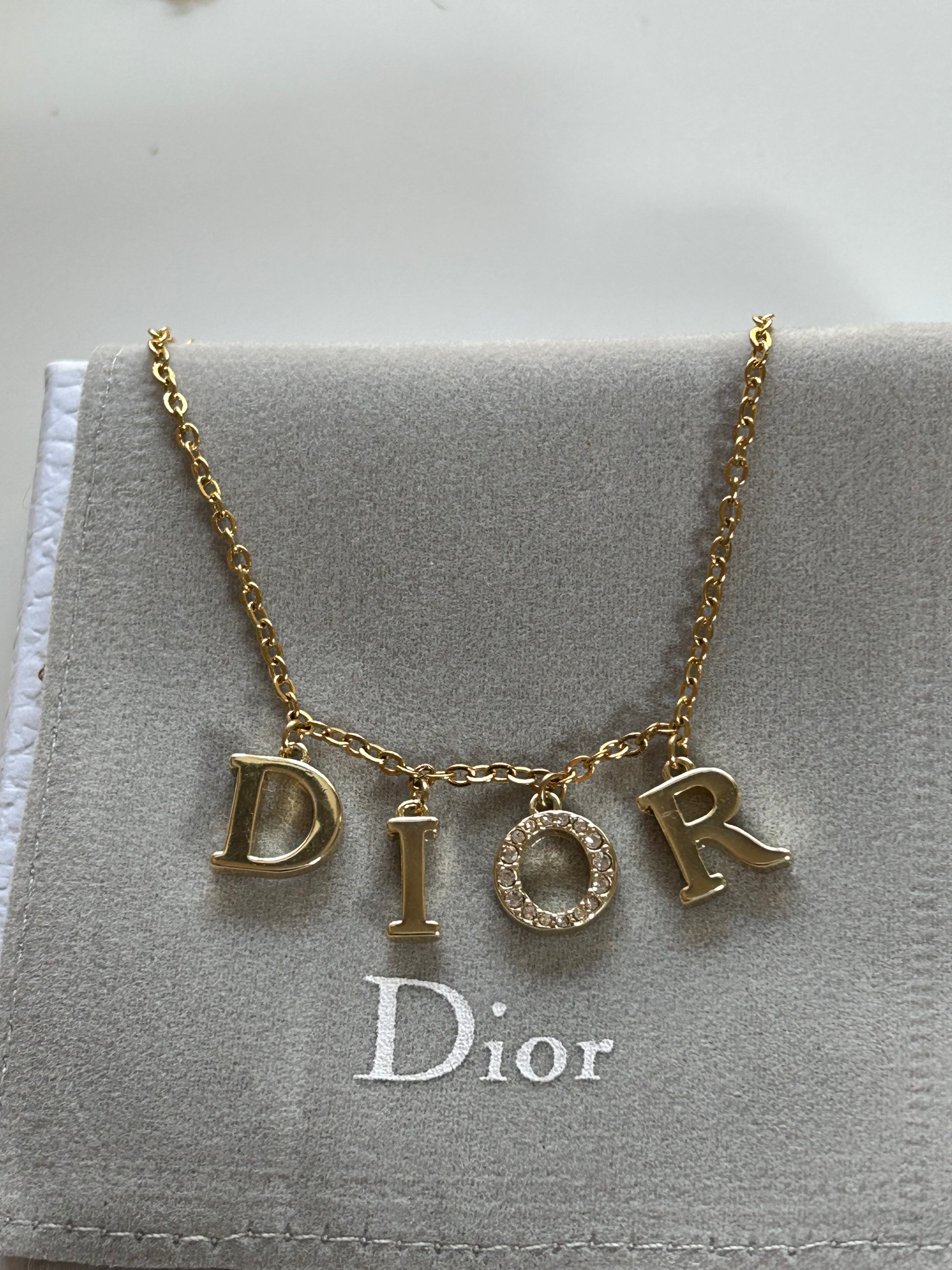 DIOR GOLD LETTER NECKLACE THIN CHAIN (pre-order) – Victoria Luxe Reworked