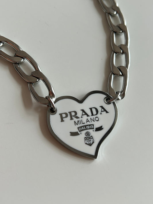 PRADA HEART NECKLACE (CHUNKY SILVER) (pre-order)