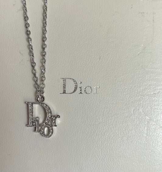 DIOR RHINESTONE OBLIQUE NECKLACE